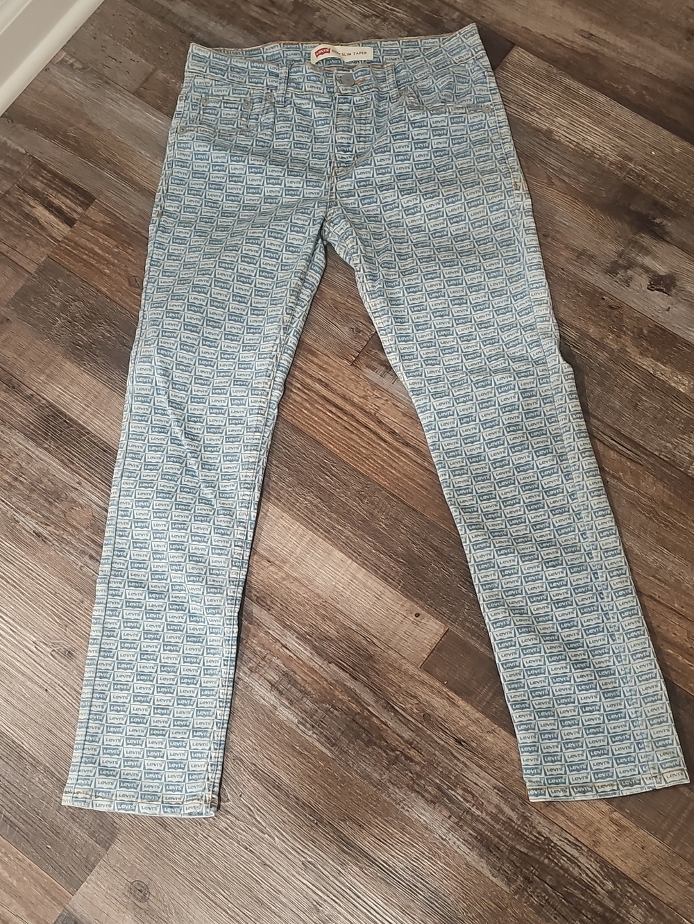 Levi's Light Blue Allover Logo Skinny Jeans